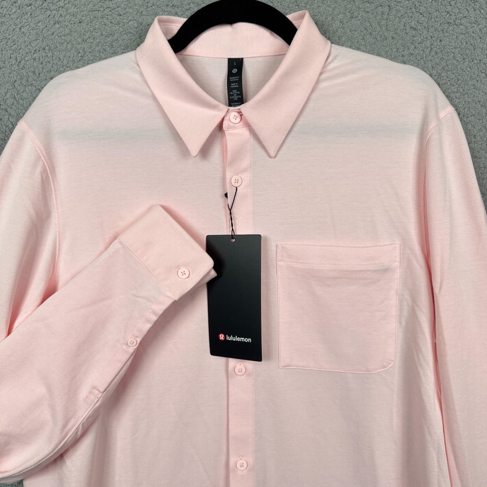 Lululemon Shirt Mens L Pink Commission Long Sleeve Button Preppy Office Stretch